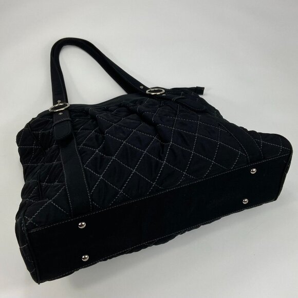 Vera Bradley Large Classic Quilted Tote Shoulder Bag 18x14x5 Black Quilted Clean - Picture 5 of 6